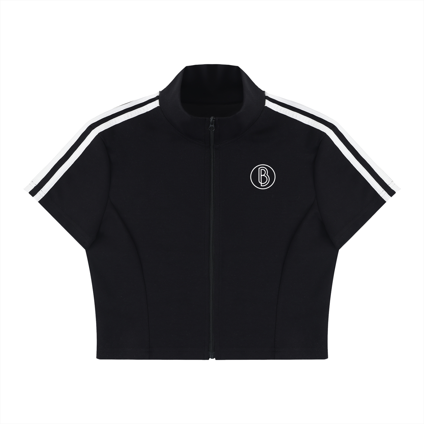 Women's Cropped Full Zip Short Sleeve T-Shirt
