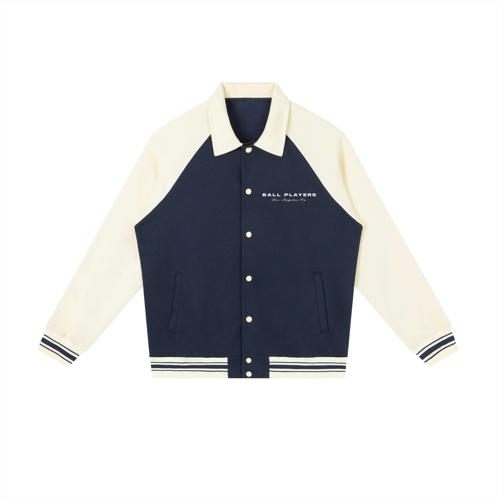 Contrast Raglan Sleeve Baseball Jacket