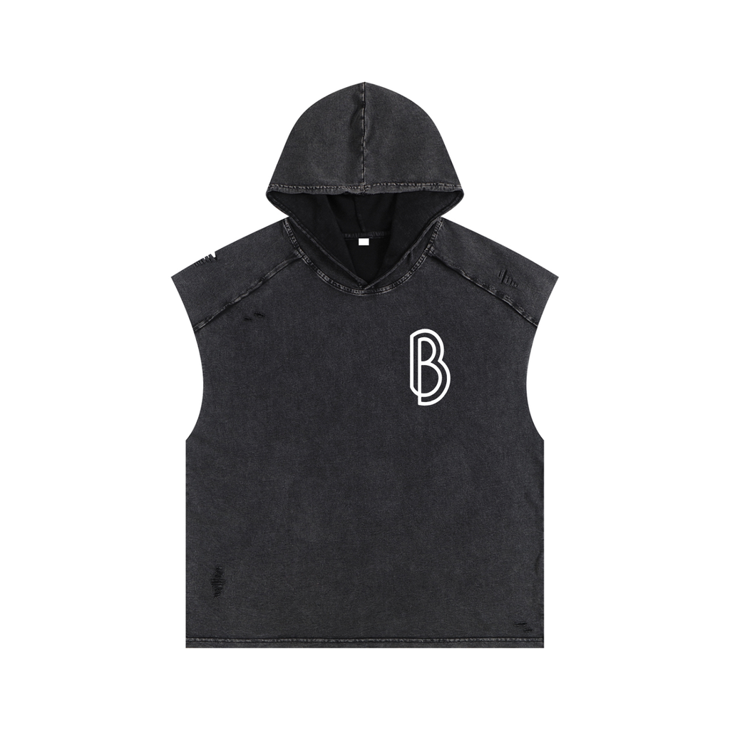 Snow Washed Boxy Hooded Tank Top