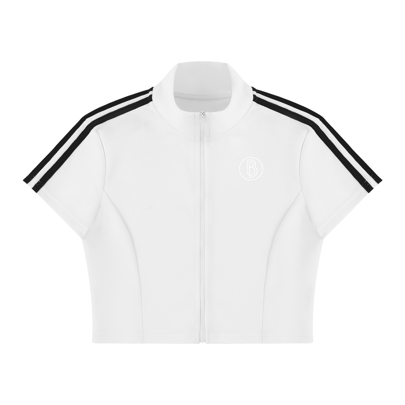 Women's Cropped Full Zip Short Sleeve T-Shirt