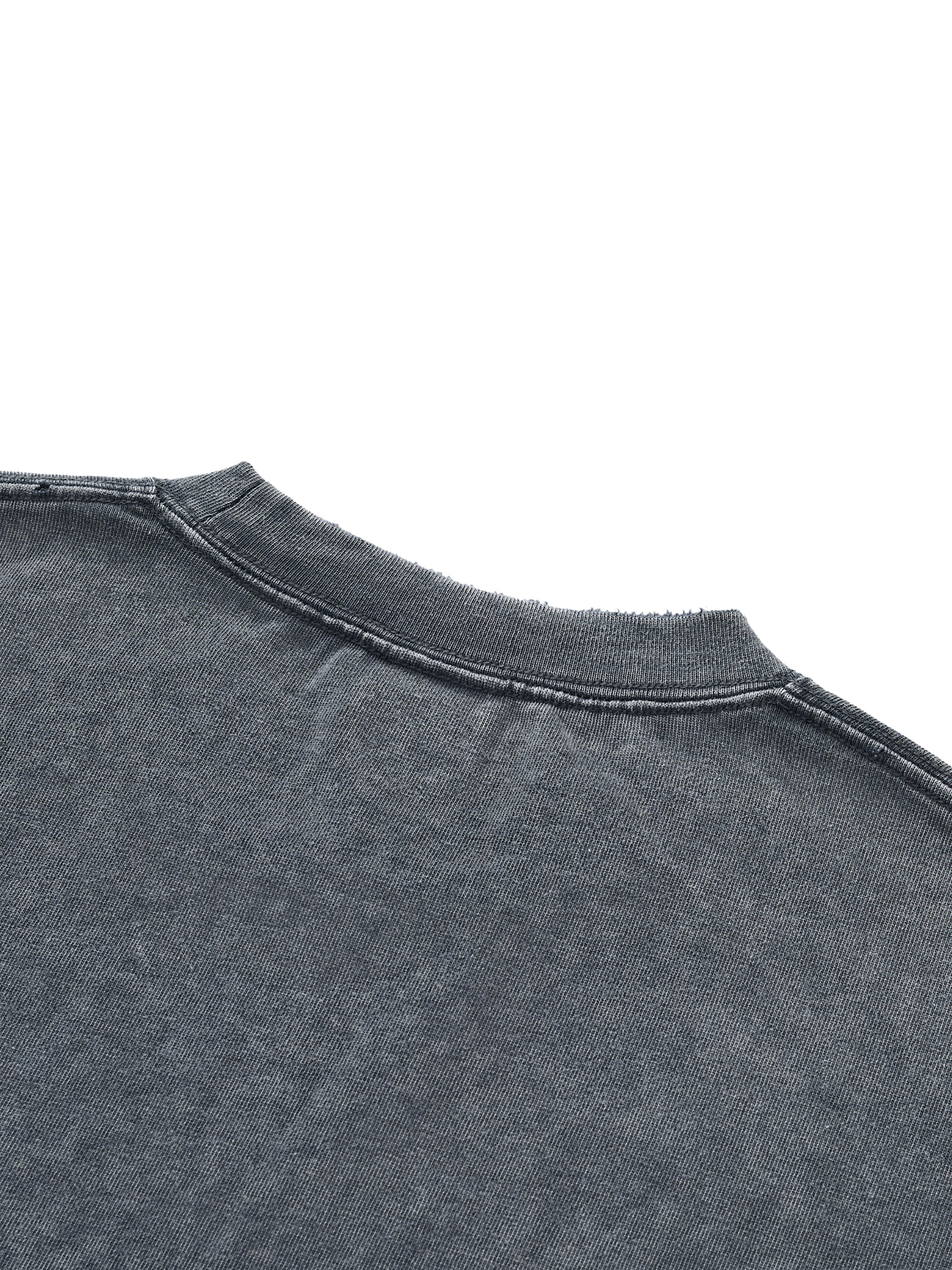 Snow Wash Raw-Hem Boxy T-shirt fabric detail view 3