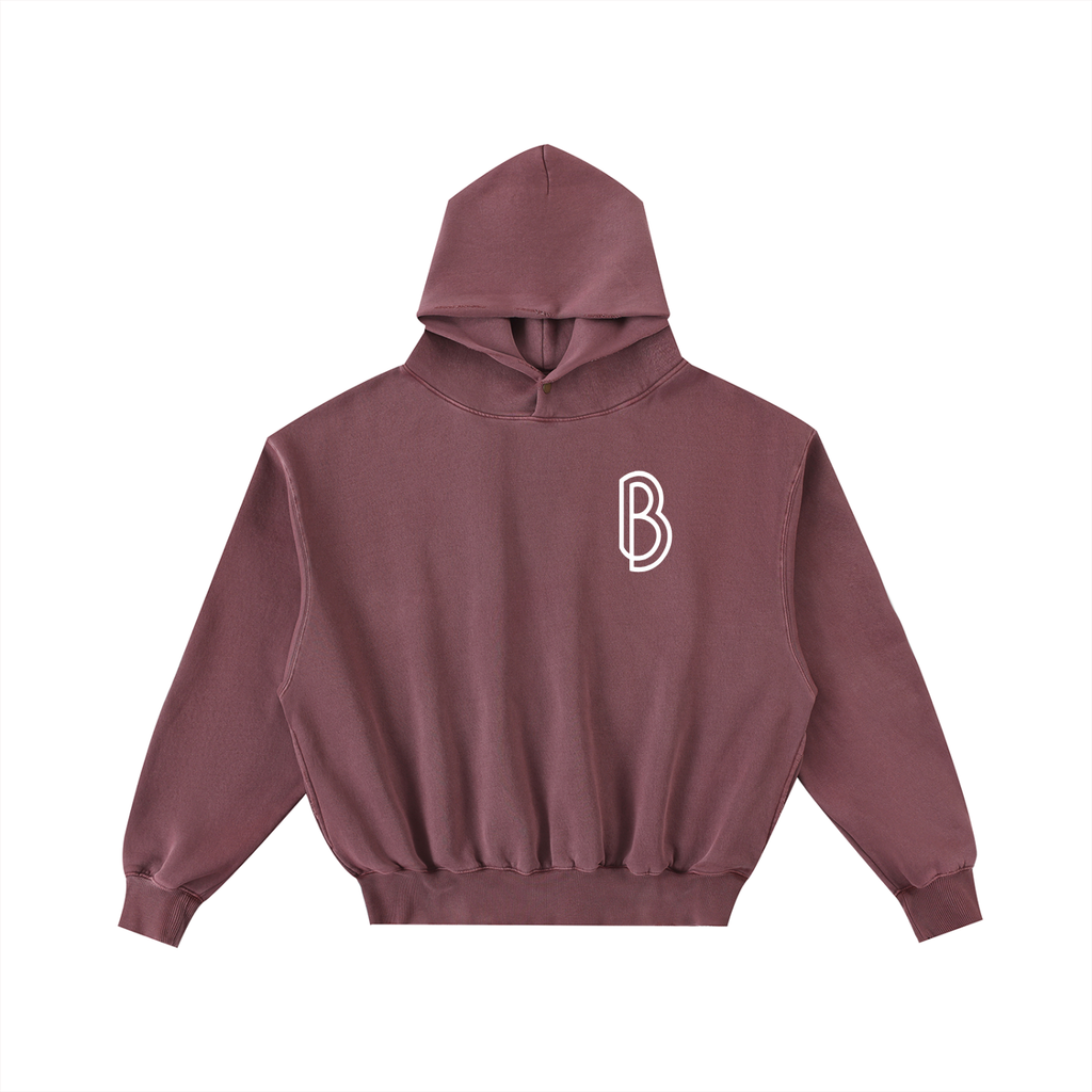 Frayed Enzyme Washed Fleece Hoodie