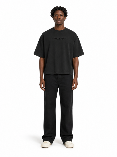 Classic Frayed Boxy Tee front model view