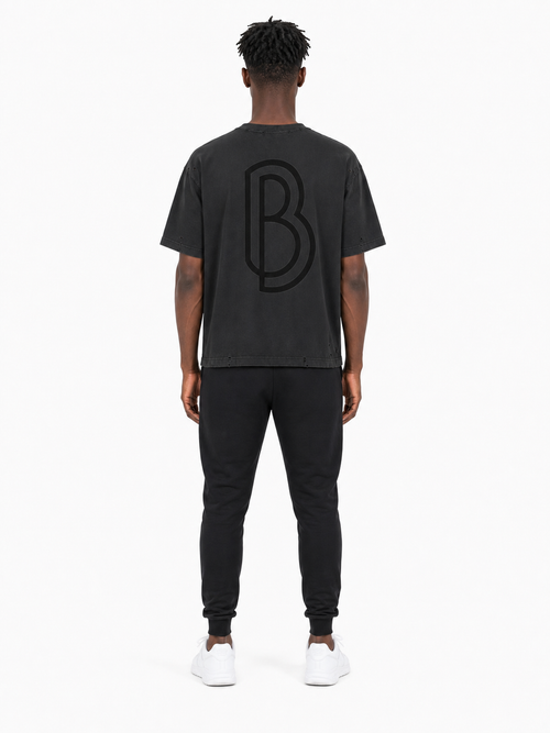Classic Frayed Boxy Tee back model view