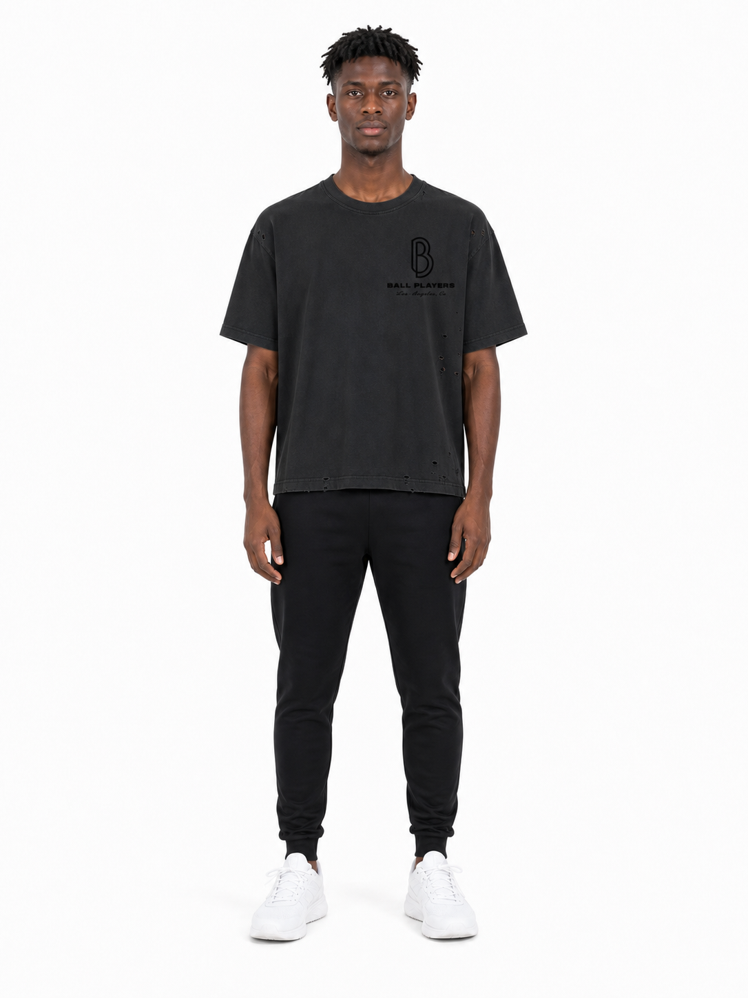 Classic Frayed Boxy Tee front model view