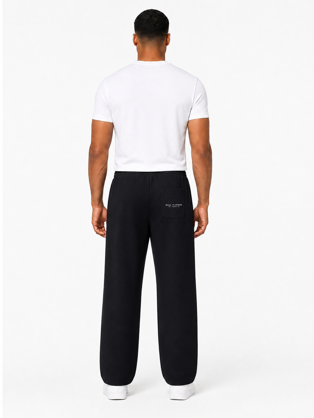 Curved Stripe Straight Sweatpants back model view