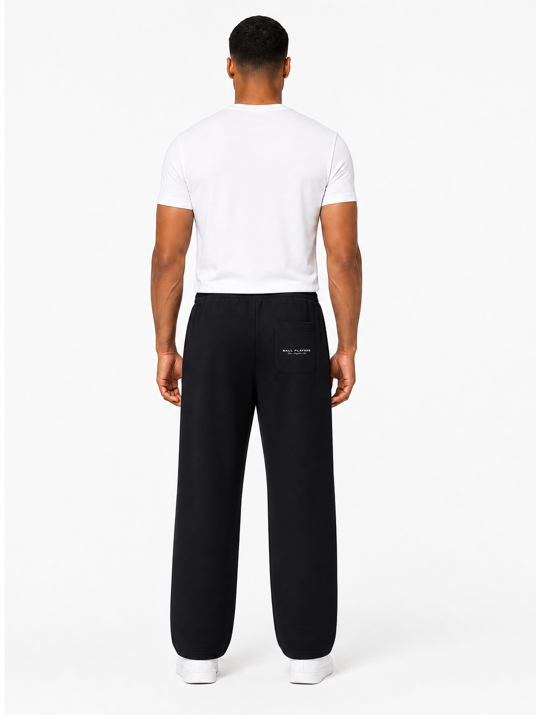 Curved Stripe Straight Sweatpants back model view