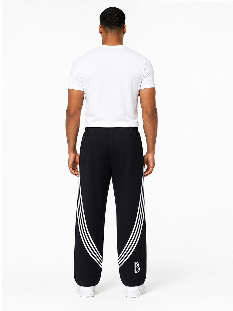 Curved Stripe Straight Sweatpants back model view