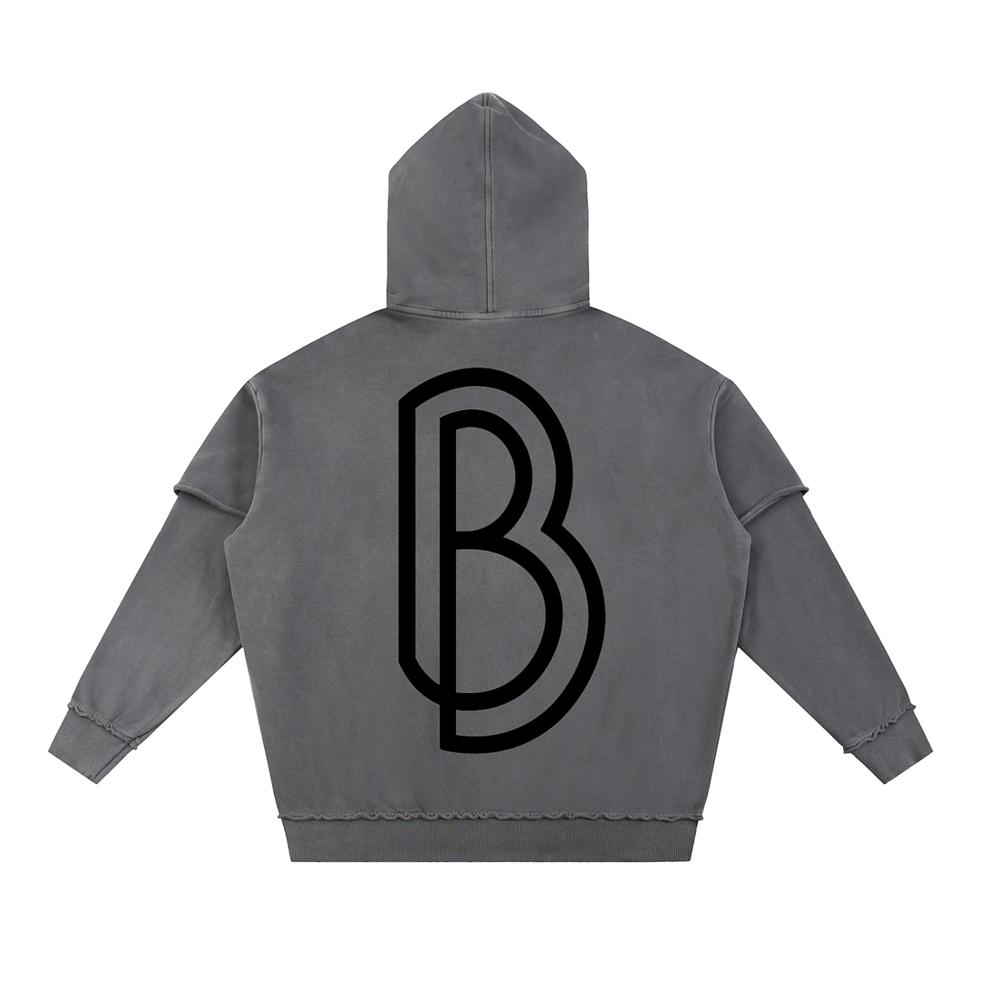 Snow Washed Raw Edge Double Layered Hoodie