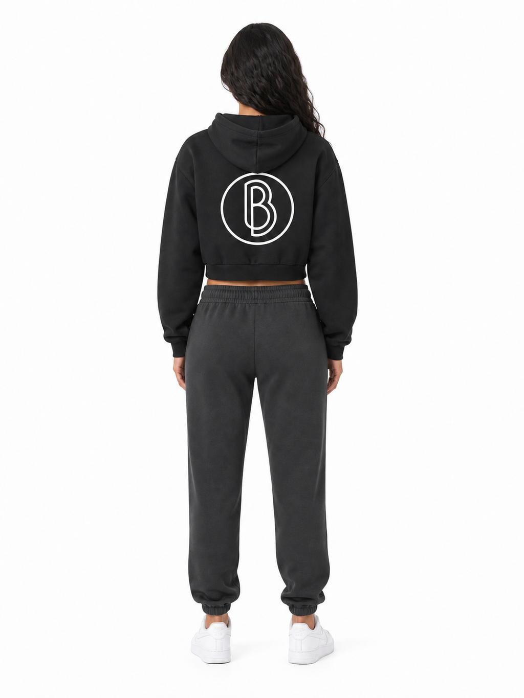 Essential Cropped Hoodie back model view