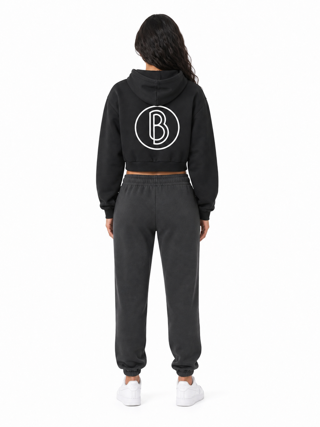Essential Cropped Hoodie back model view