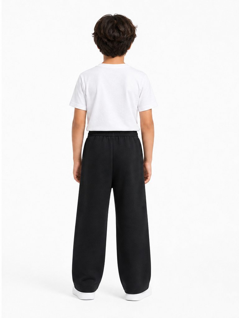 Essential Kids’ Straight-Leg Sweatpants back model view