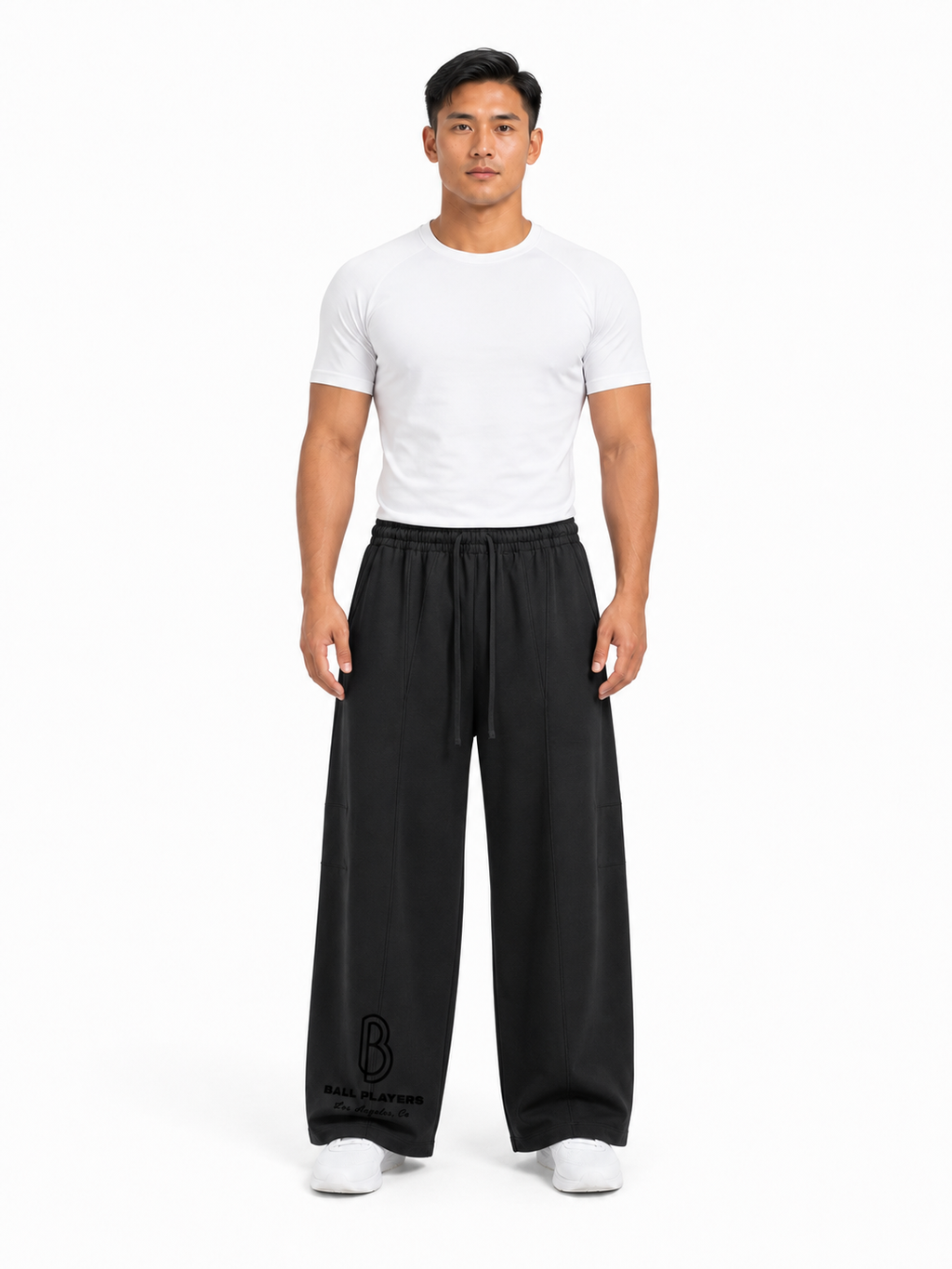 Heavyweight Wide Leg Panel Sweatpants front model view