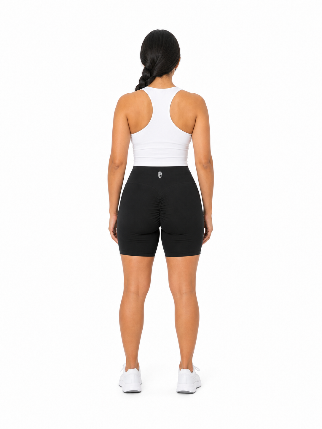 High-Waisted Blend Biker Shorts back model view
