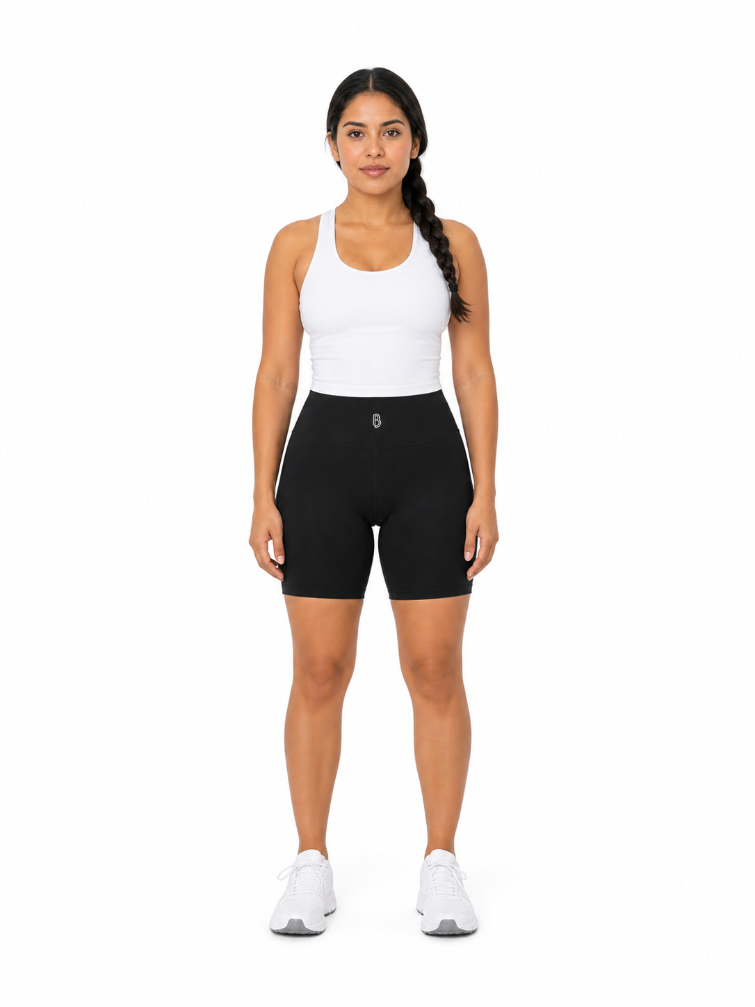 High-Waisted Blend Biker Shorts front model view