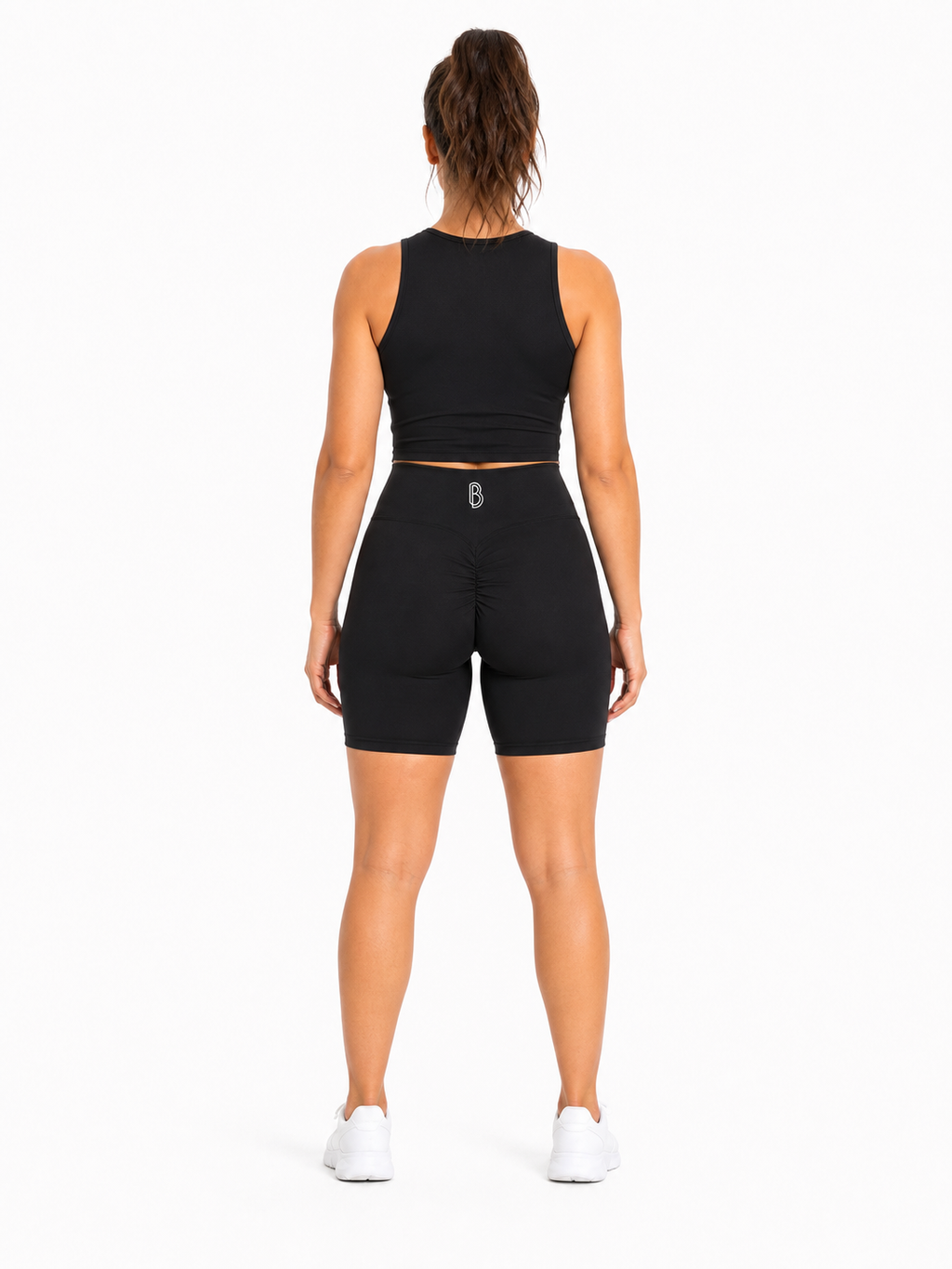 High-Waisted Blend Biker Shorts back model view