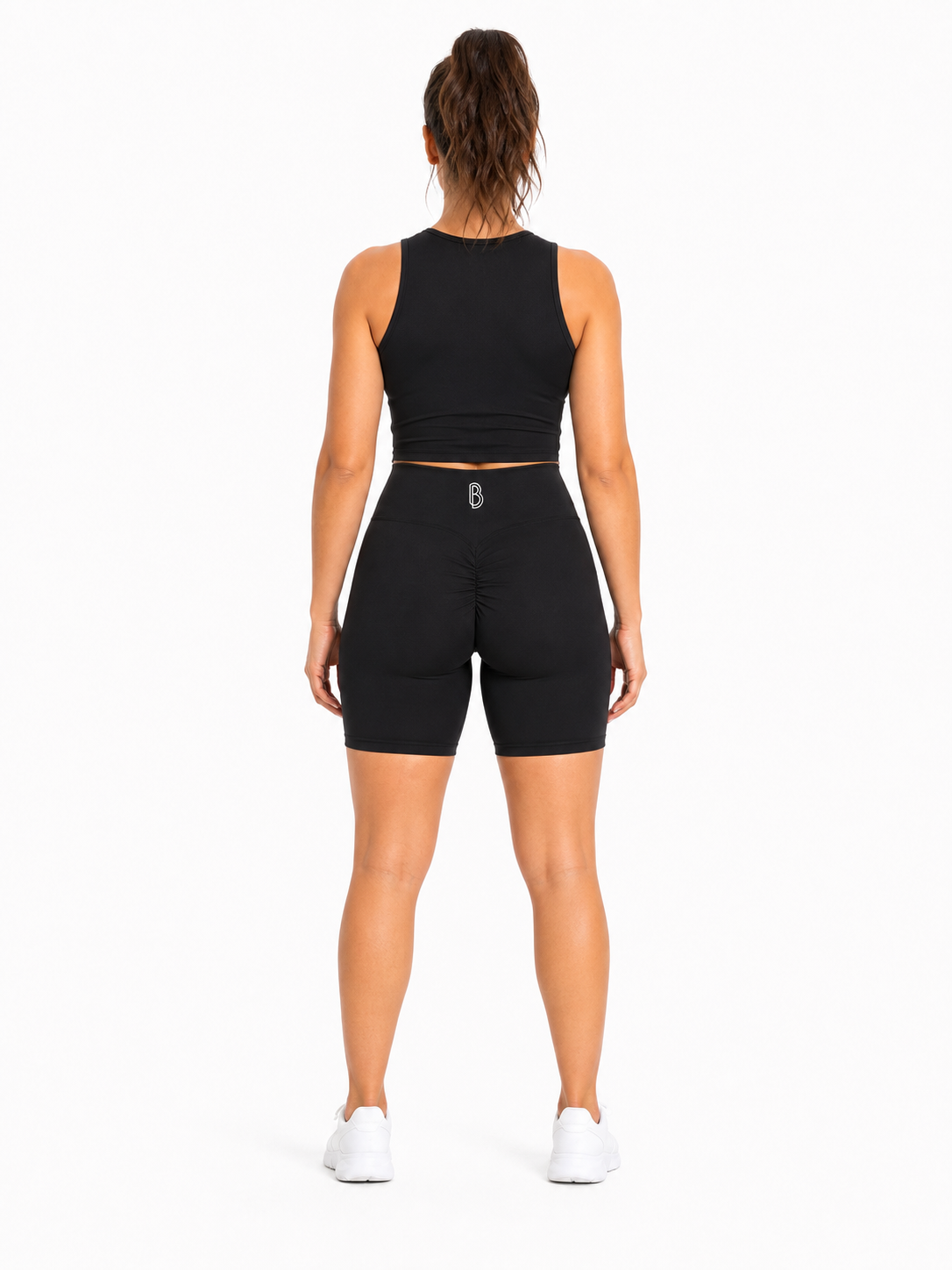 High-Waisted Blend Biker Shorts back model view