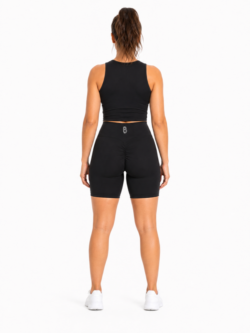 High-Waisted Blend Biker Shorts back model view