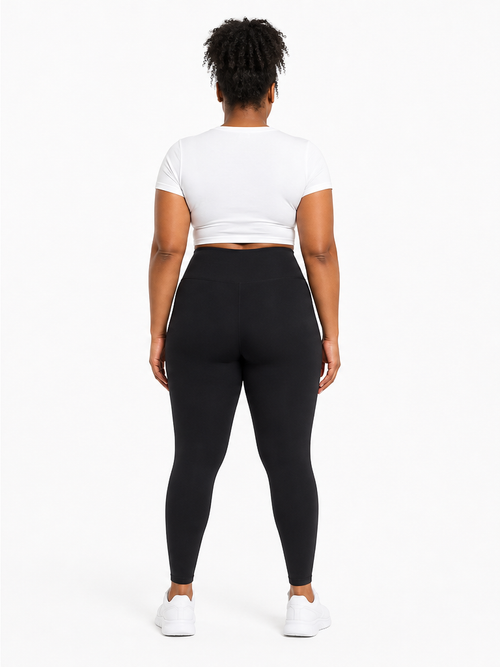 High-Waisted Yoga Leggings back model view