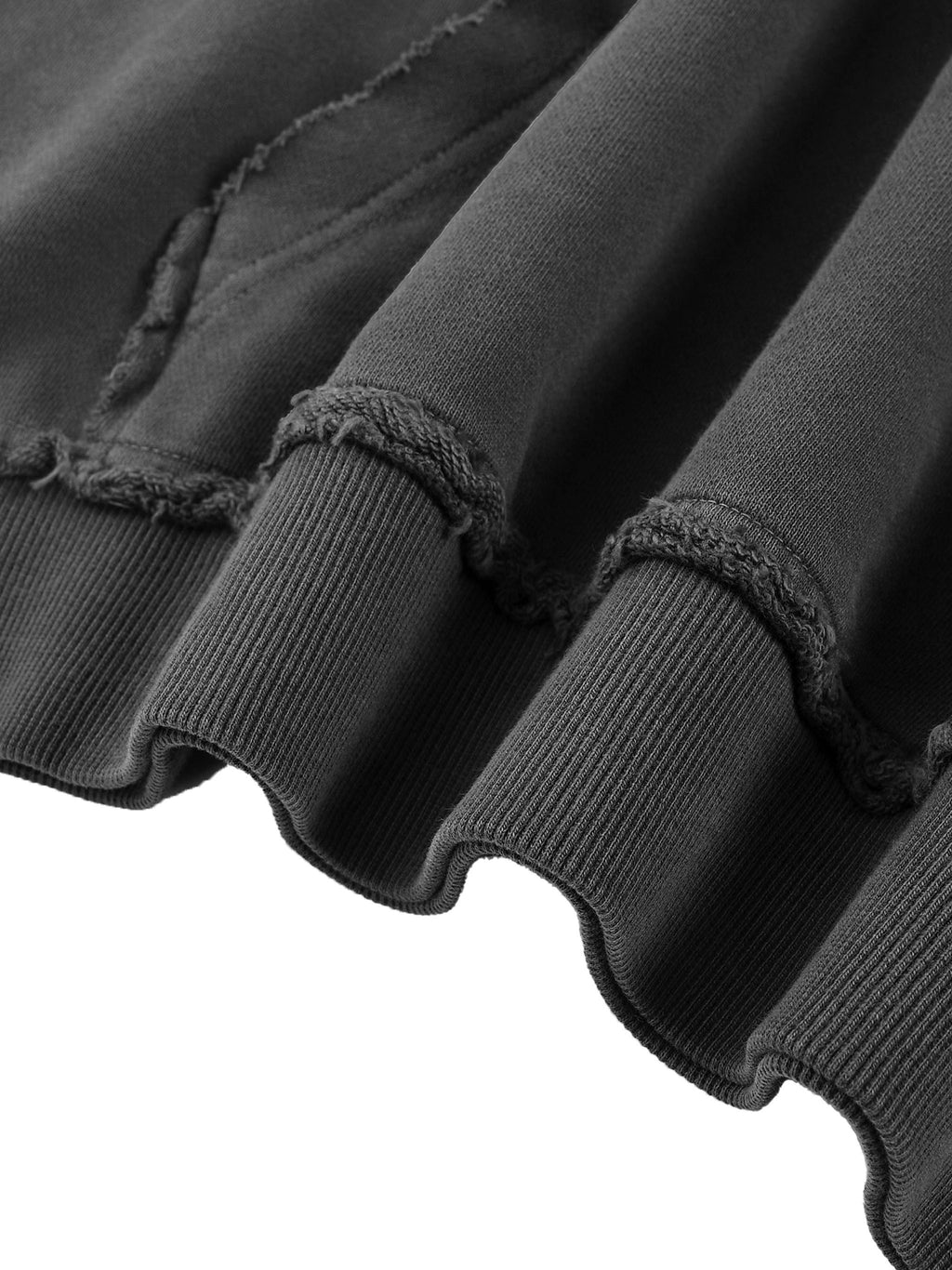 Snow Washed Raw Edge Double Layered Hoodie fabric detail view 2