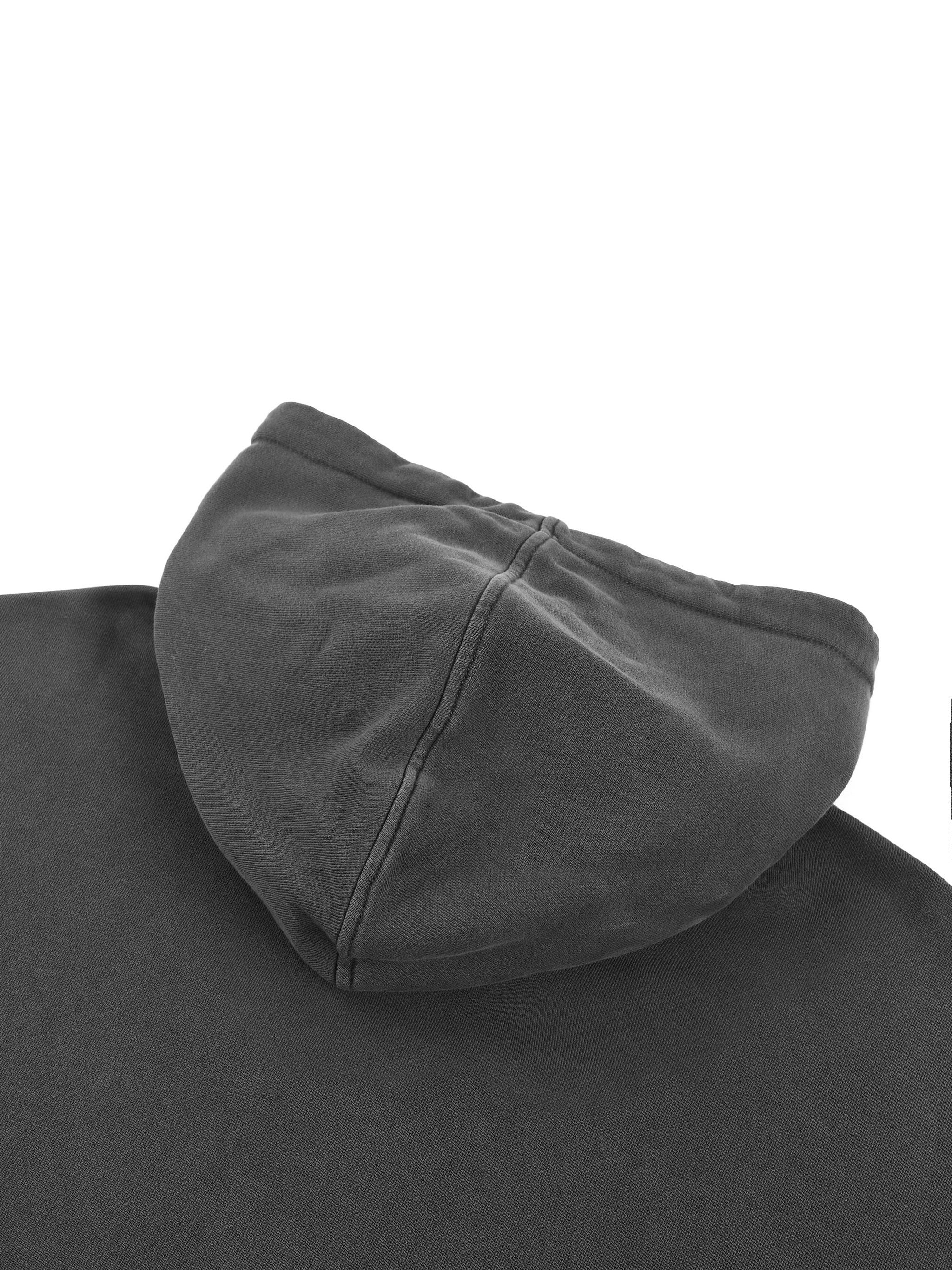 Snow Washed Raw Edge Double Layered Hoodie fabric detail view 3