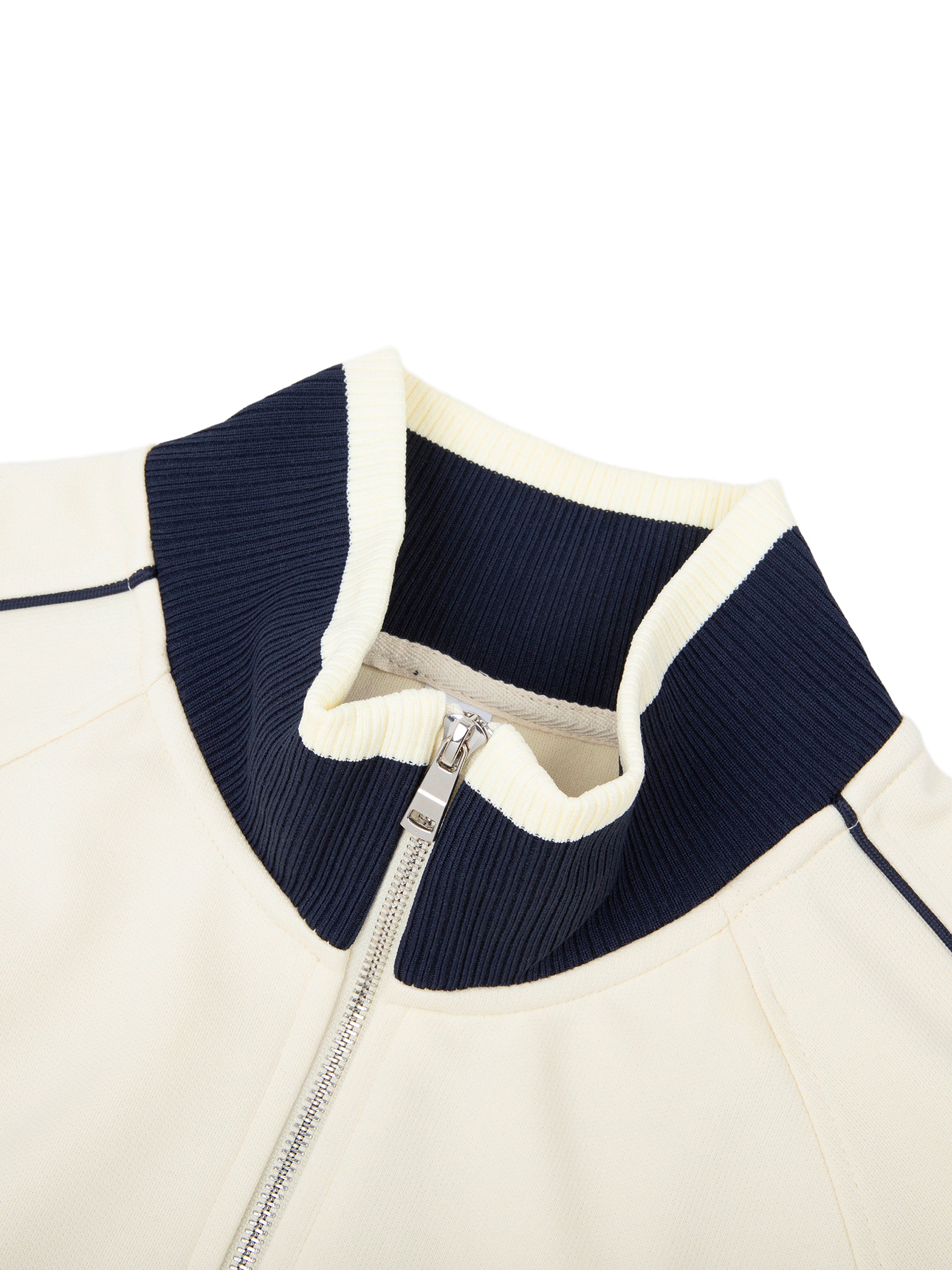 Color Block Raglan Sleeve Zip Track Jacket fabric detail view 1