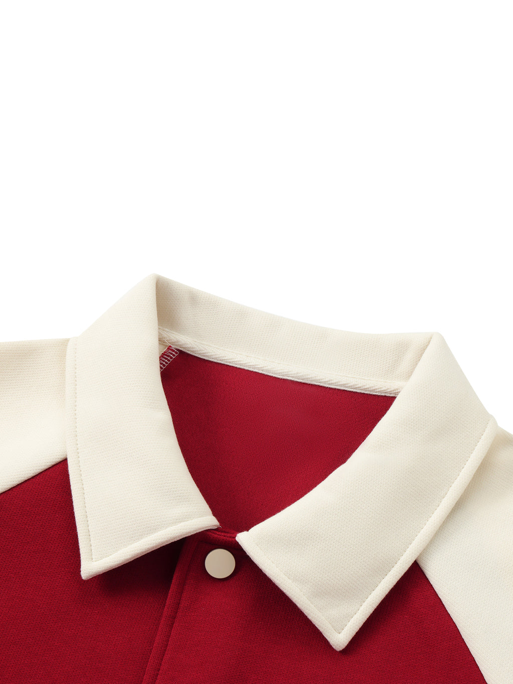 Contrast Raglan Sleeve Baseball Jacket fabric detail view 1