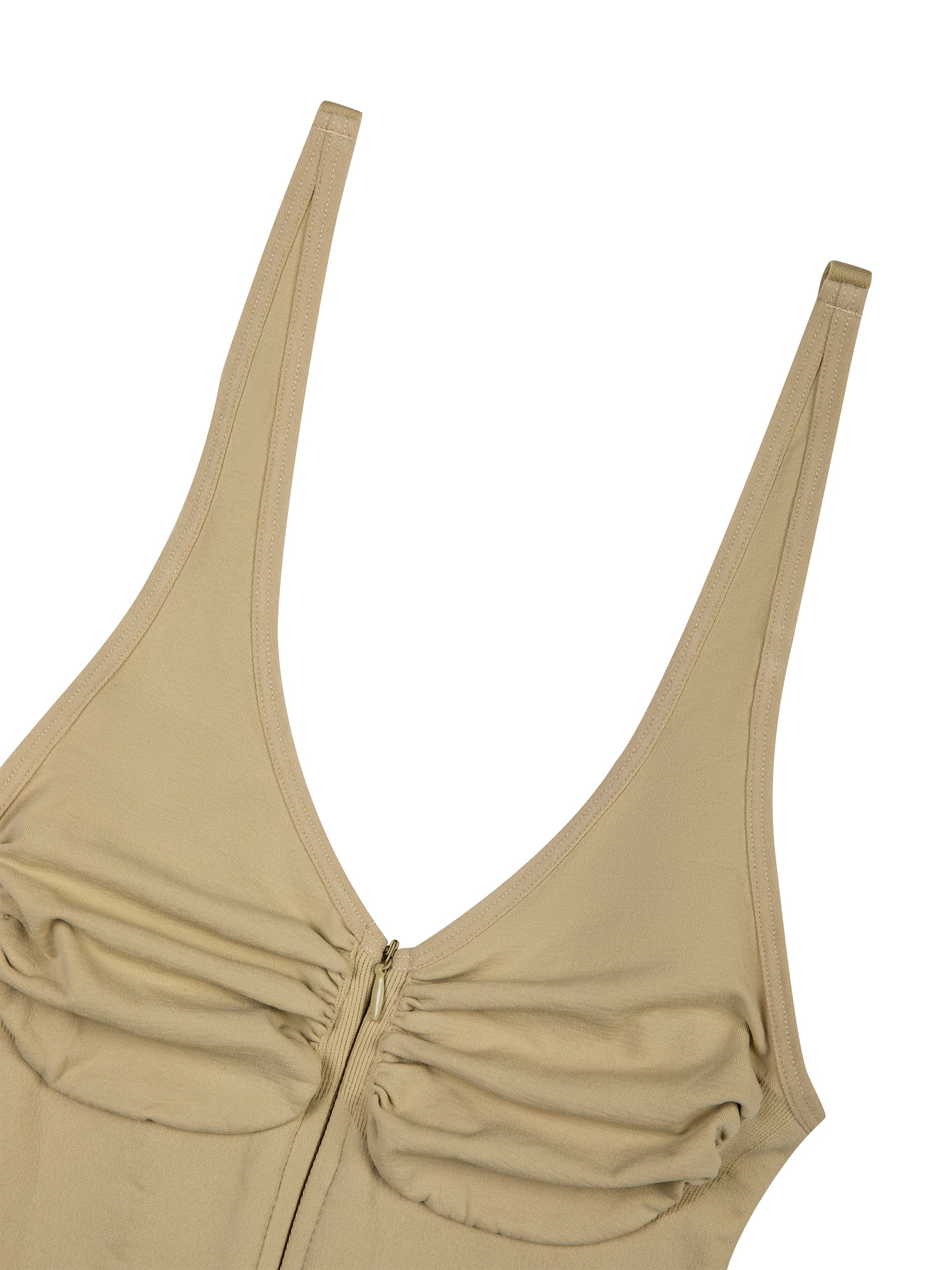 Women’s Full-Zip Ruched Bodysuit fabric detail view 1