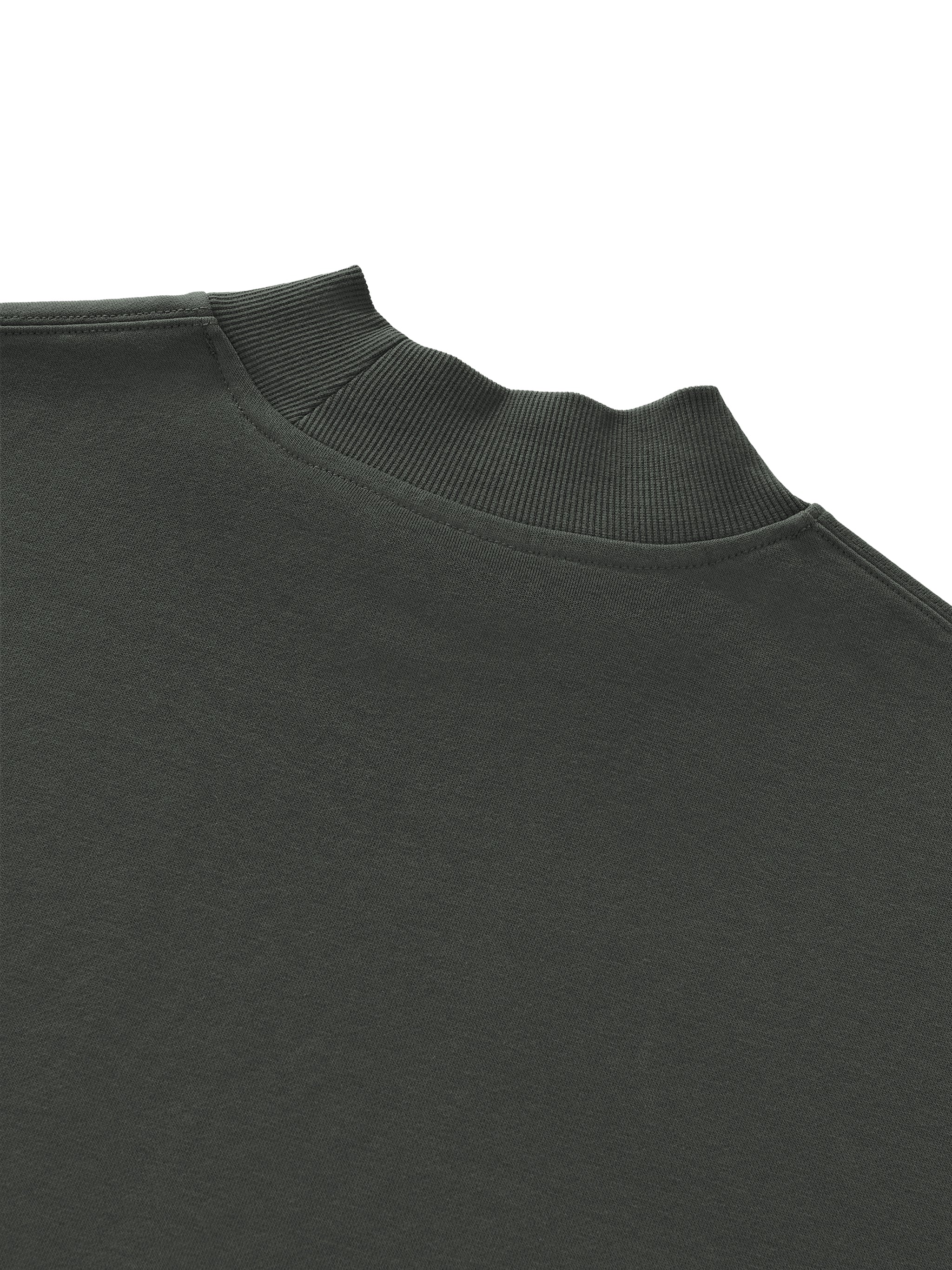 Unisex Mock Neck Raw Edge Boxy Sweatshirt fabric detail view 2