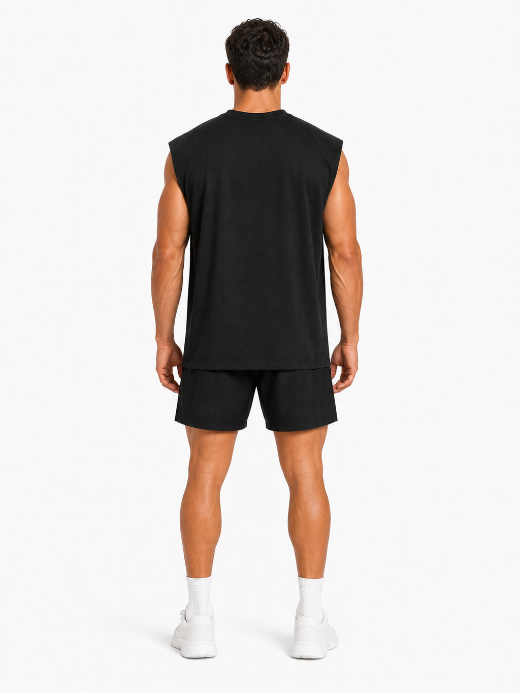 Men’s Oversized Cotton Tank Top back model view