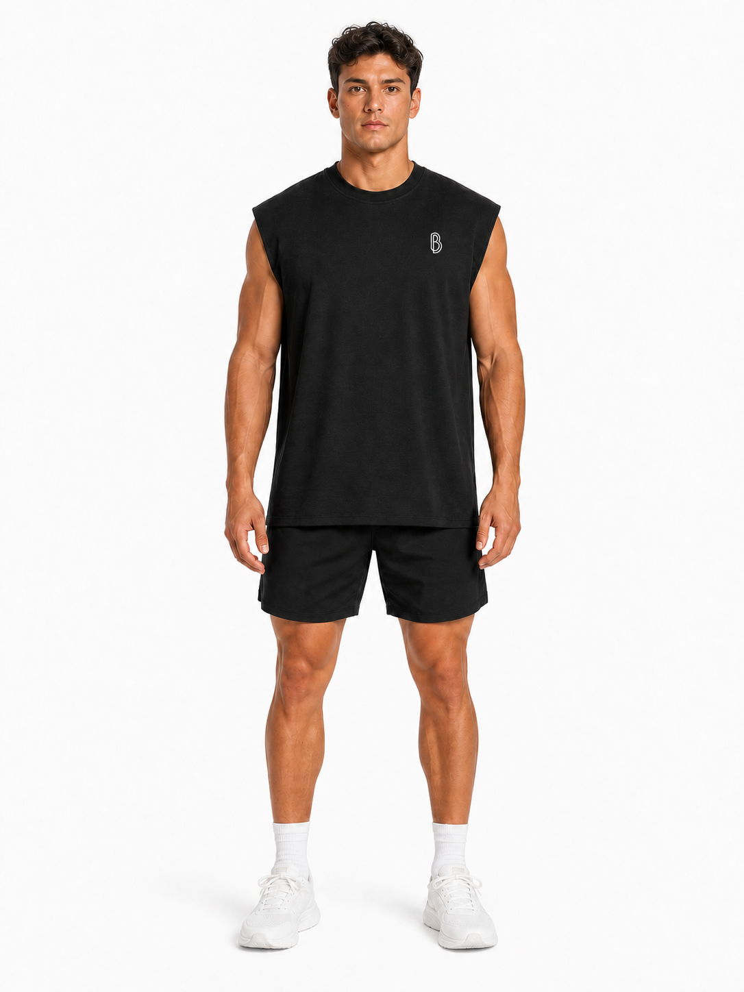 Men’s Oversized Cotton Tank Top front model view