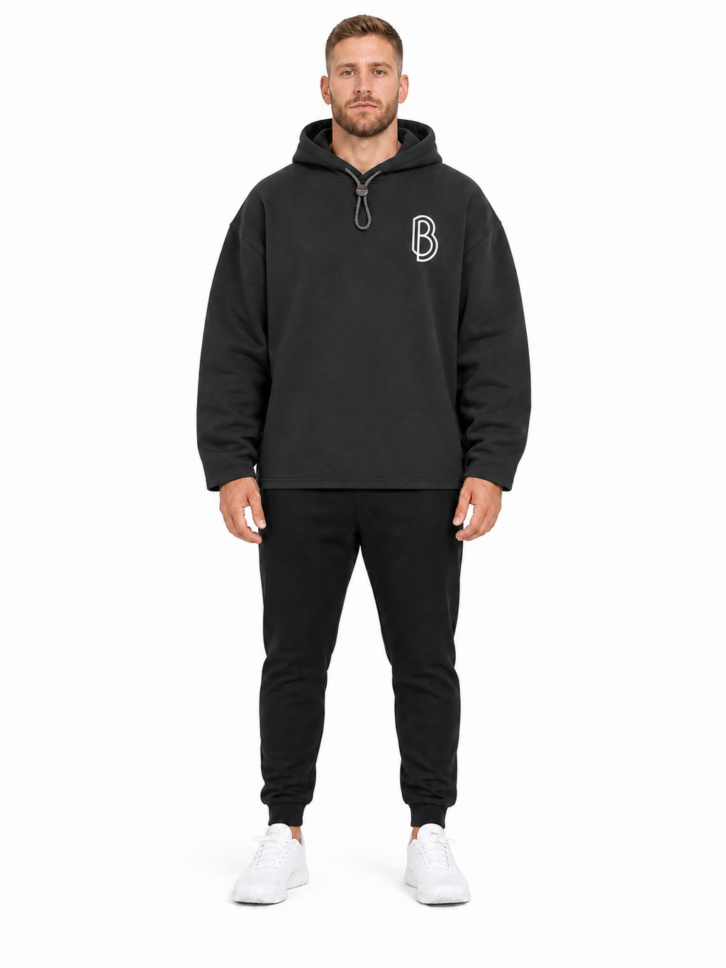 Oversized Fleece Hoodie front model view