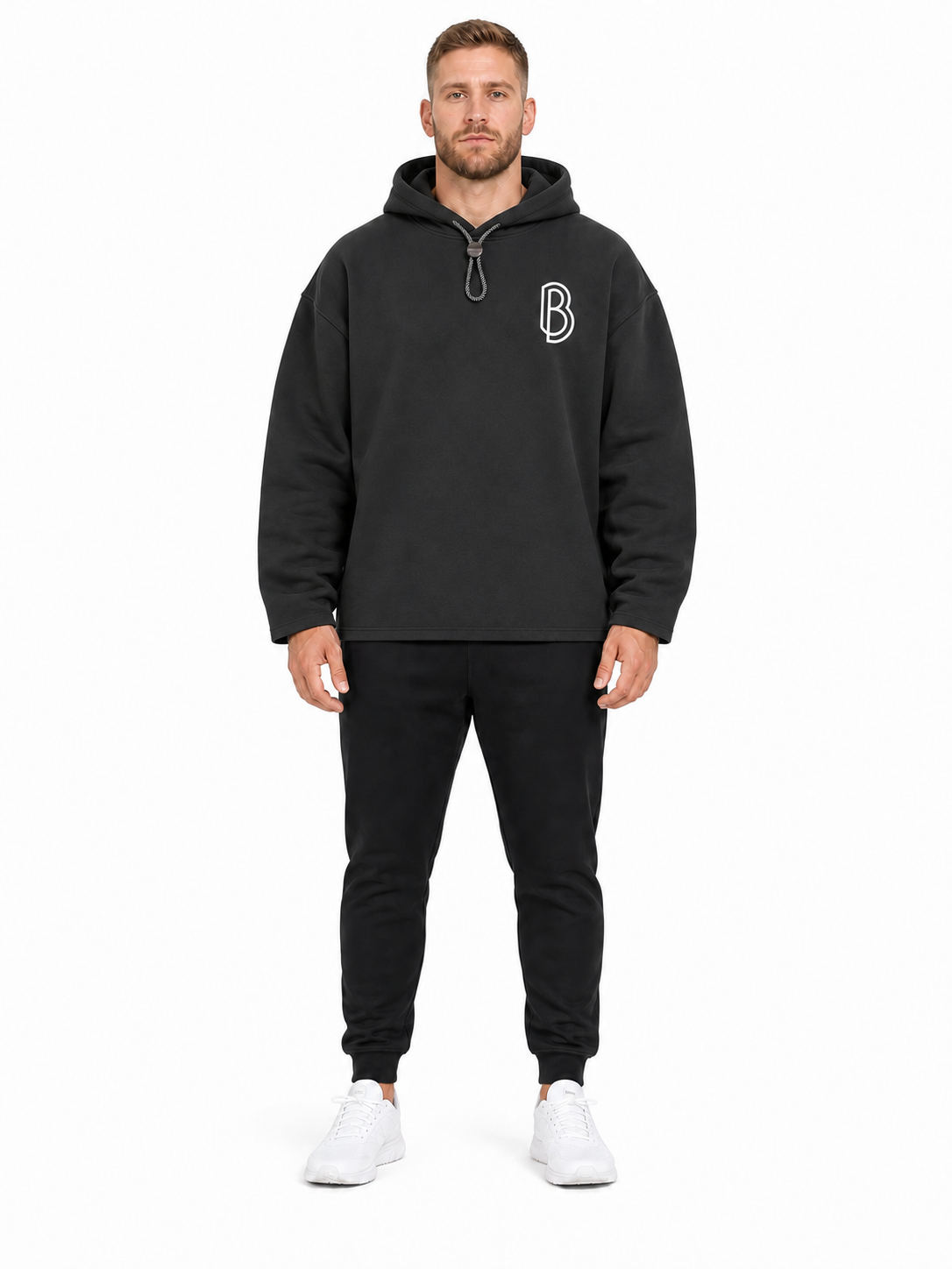 Oversized Fleece Hoodie front model view
