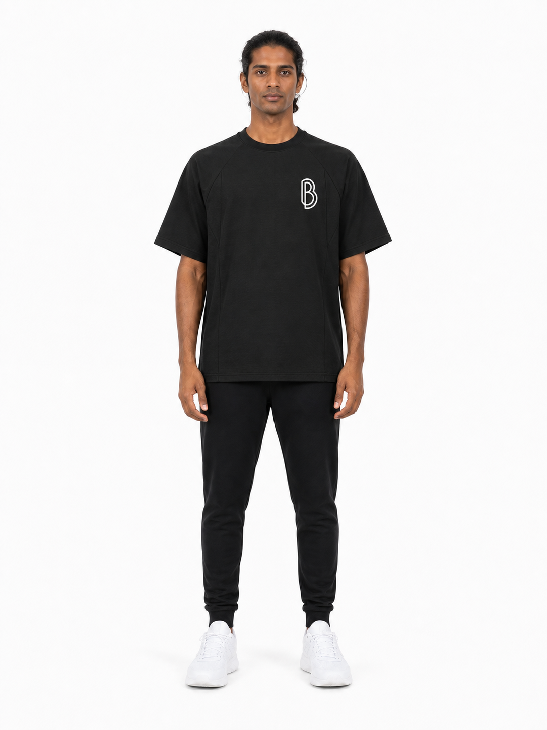 Oversized Paneled Raglan T-Shirt front model view