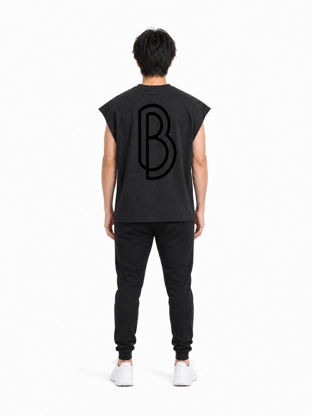 Raw Edge Boxy Non-Shrink T-Shirt back model view