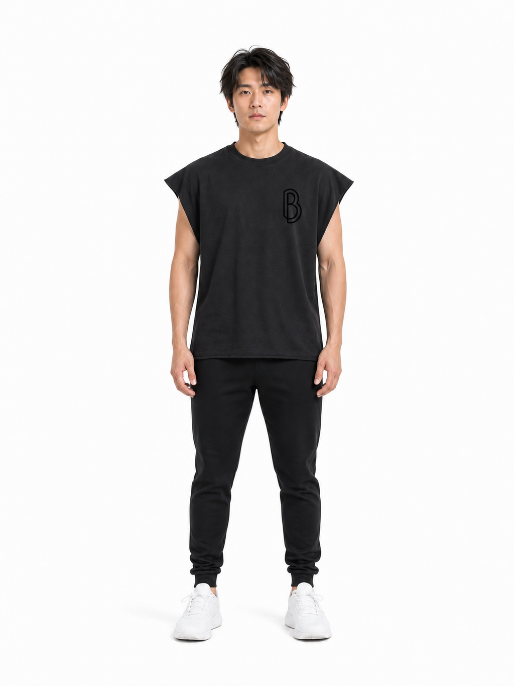 Raw Edge Boxy Non-Shrink T-Shirt front model view