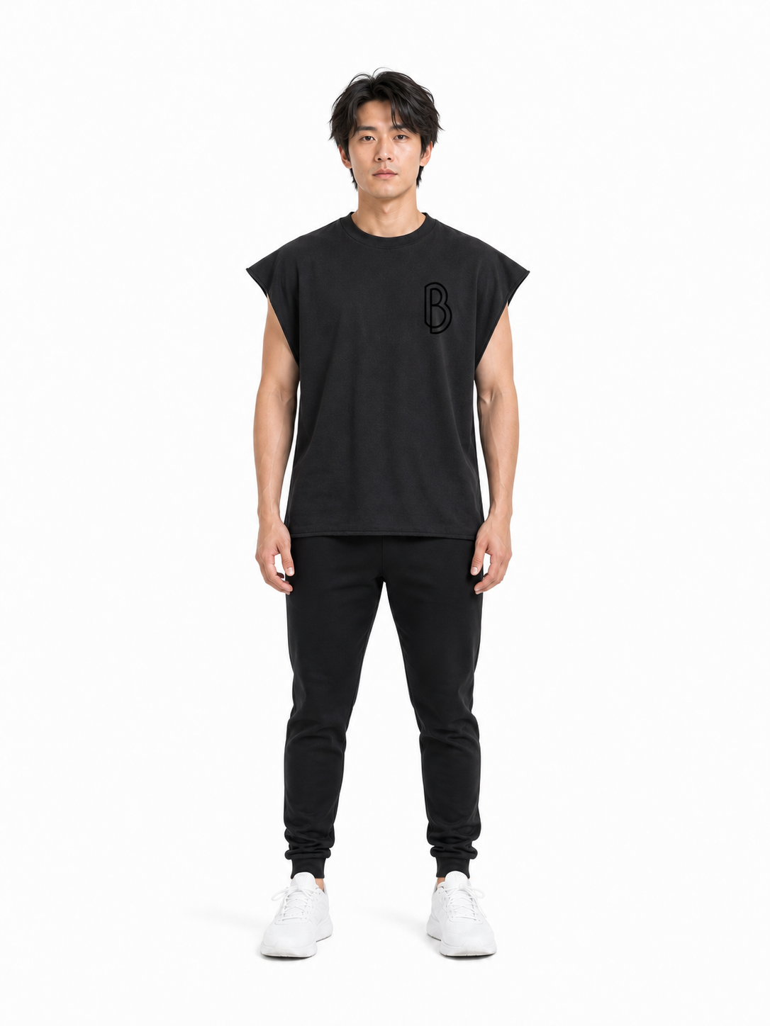 Raw Edge Boxy Non-Shrink T-Shirt front model view