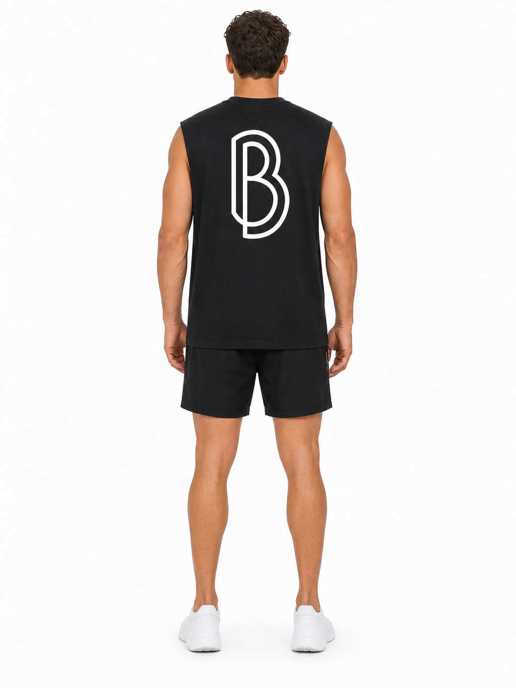 Raw Edge Cotton Tank Top back model view