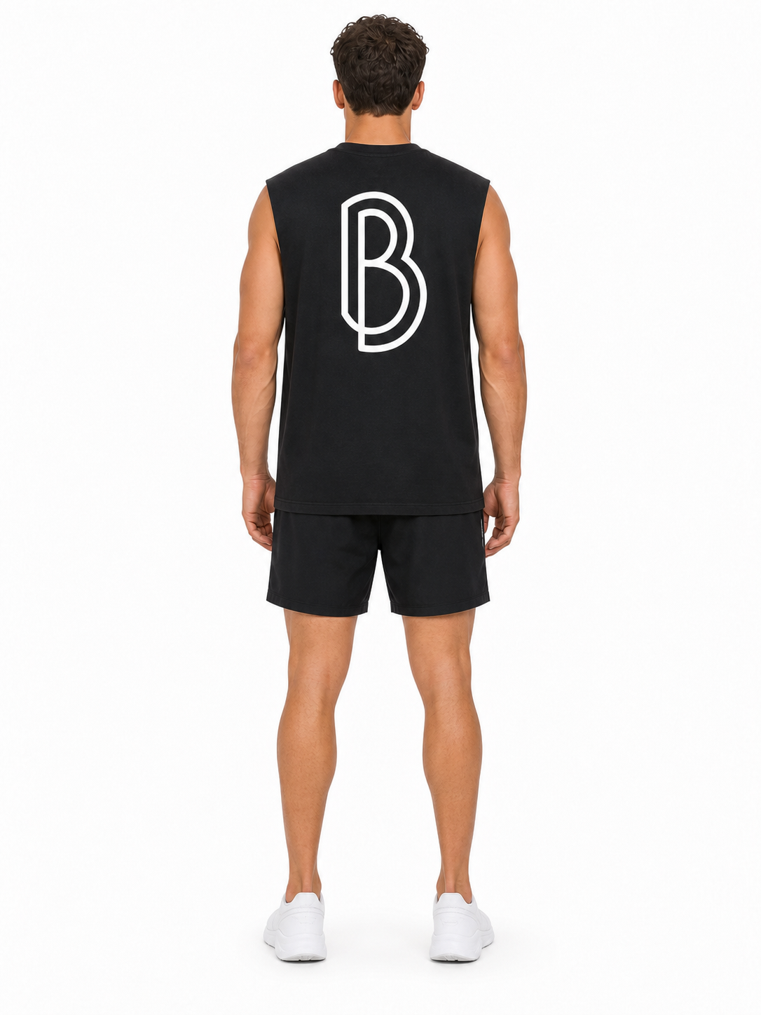 Raw Edge Cotton Tank Top back model view