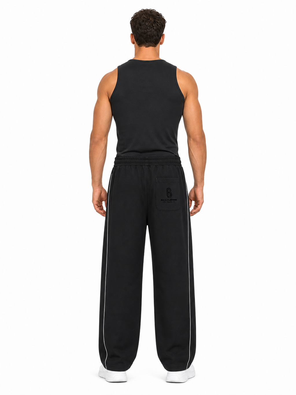 Reflection Striped Straight-Leg Sweatpants back model view