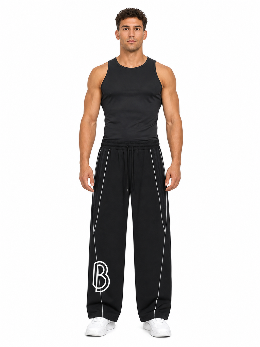 Reflection Striped Straight-Leg Sweatpants front model view