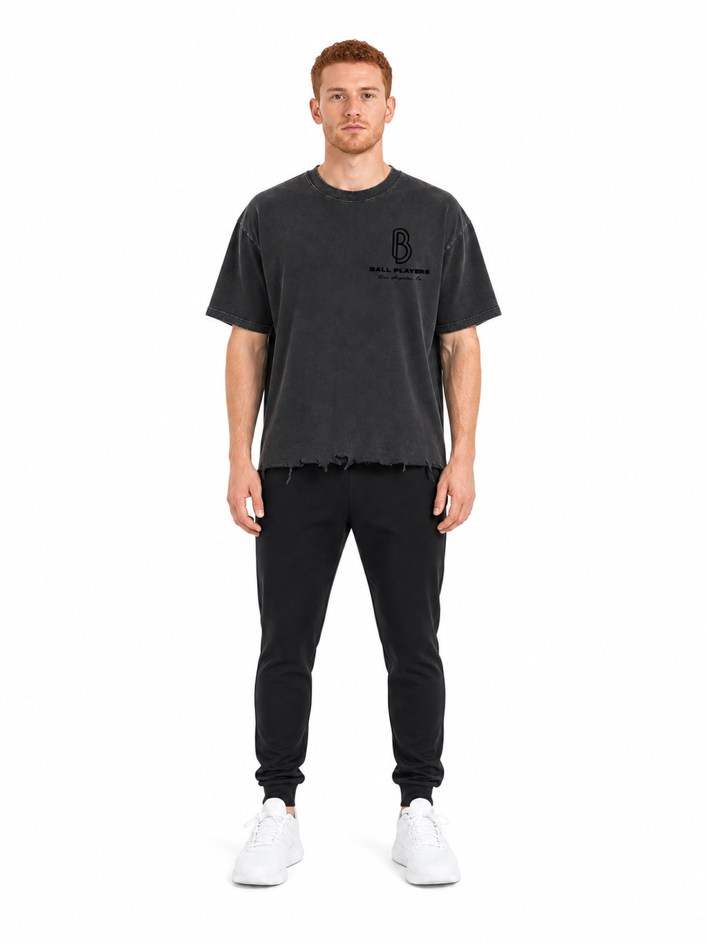 Snow Wash Raw-Hem Boxy T-shirt front model view