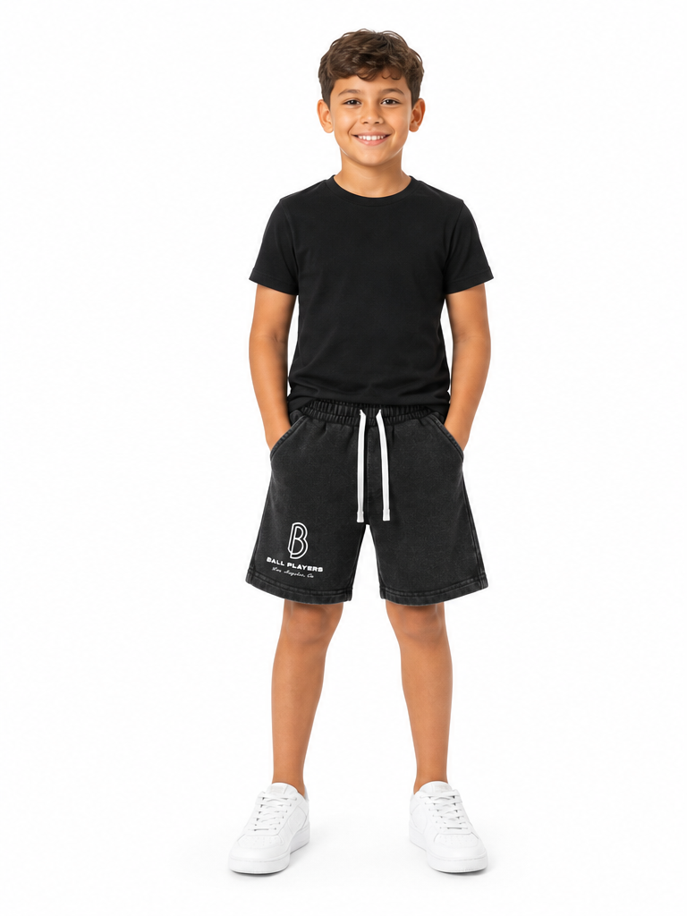 Snow Washed Kids’ Shorts front model view