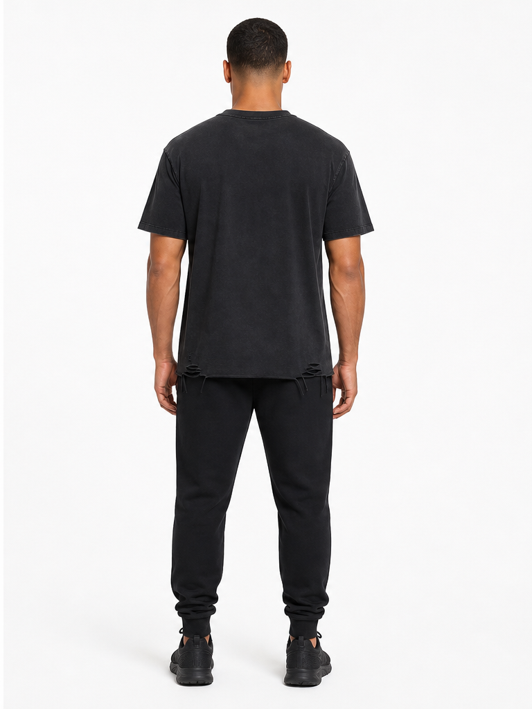 Snow Washed Raw-Hem T-Shirt back model view