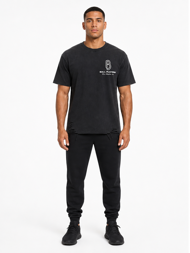 Snow Washed Raw-Hem T-Shirt front model view