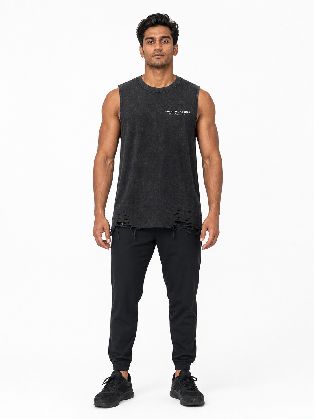 Snow Washed Raw-Hem Tank Top front model view