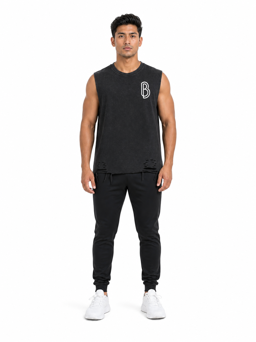 Snow Washed Raw-Hem Tank Top front model view