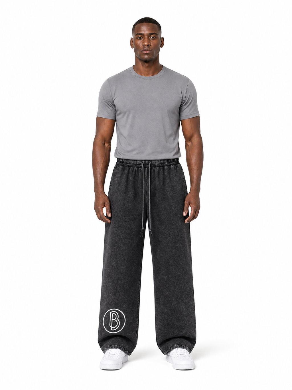 Snow Washed Straight Leg Pants front model view