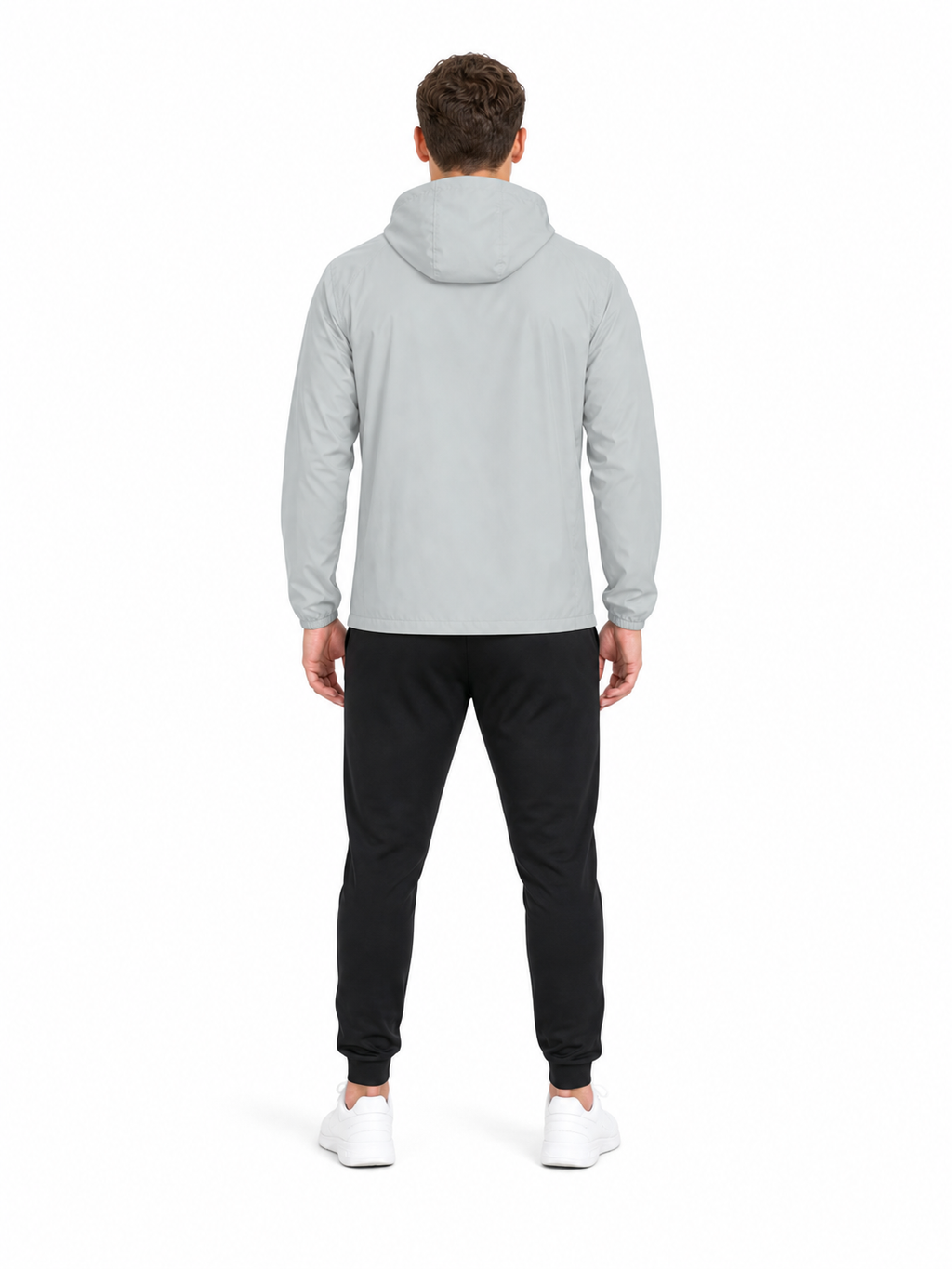 Soft Hooded Sports Jacket back model view