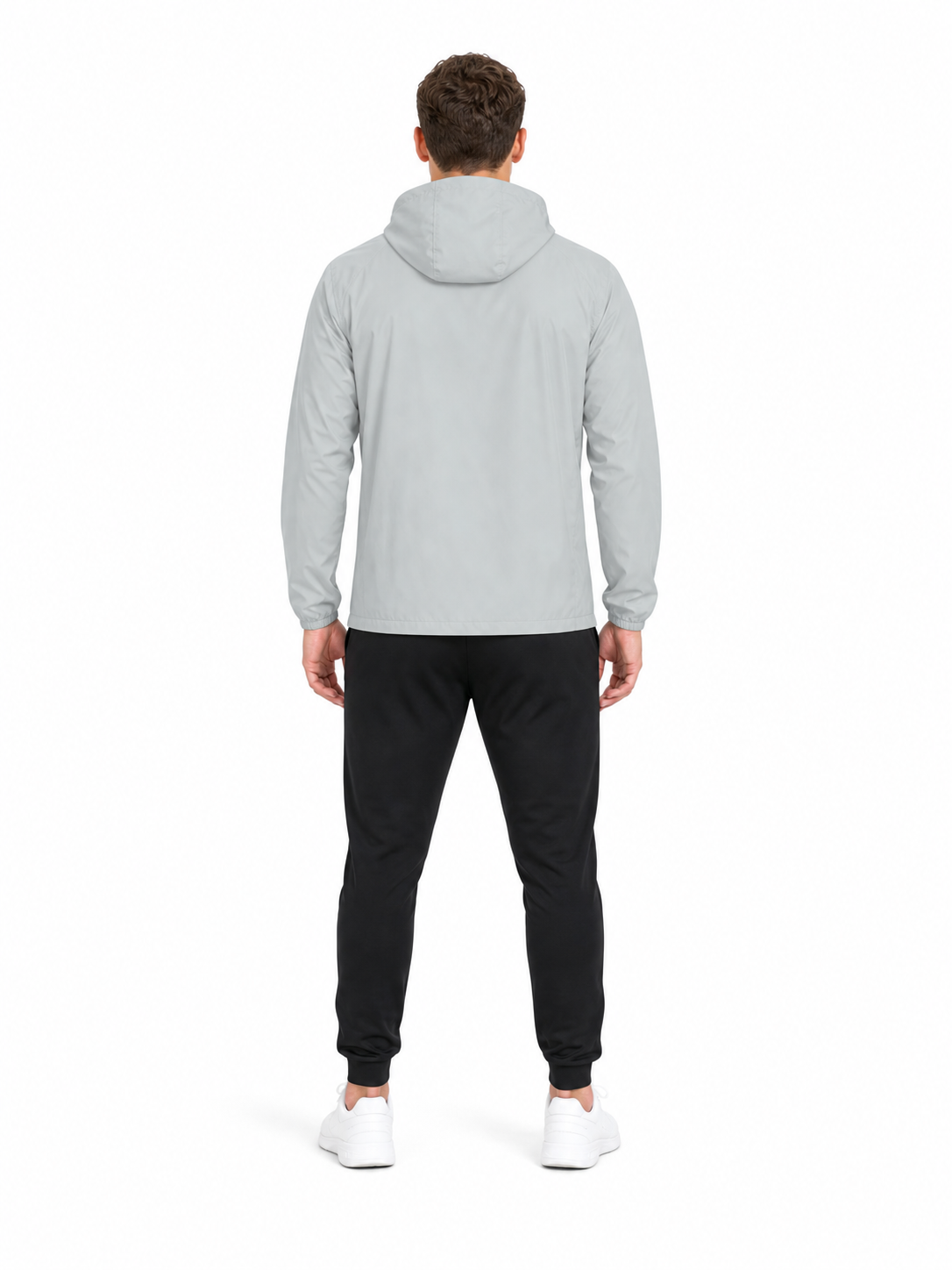 Soft Hooded Sports Jacket back model view